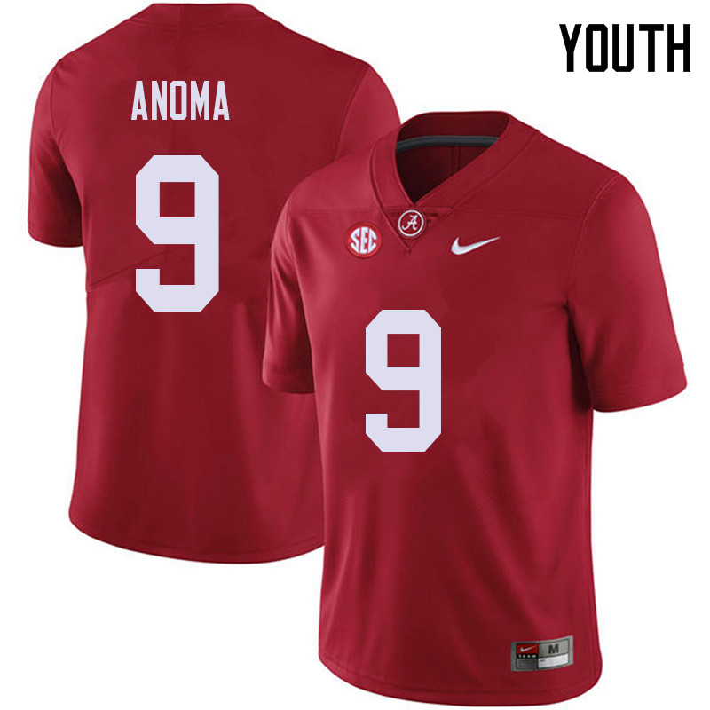 Alabama Crimson Tide Youth Eyabi Anoma #9 Red NCAA Nike Authentic Stitched 2018 College Football Jersey JH16I12XD